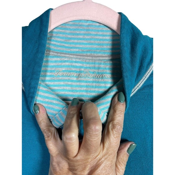 Tommy Bahama Reversible Teal Women's S‎ Blue 1/2 Zip Mock Neck Sweater Pullover - Picture 8 of 11